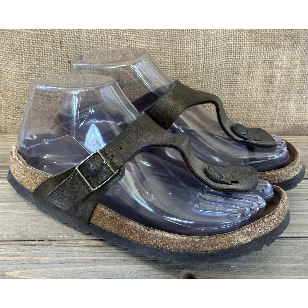 Birkenstock Sandals Gizeh T-Strap Leather Cork Women's Sz 36 / 5